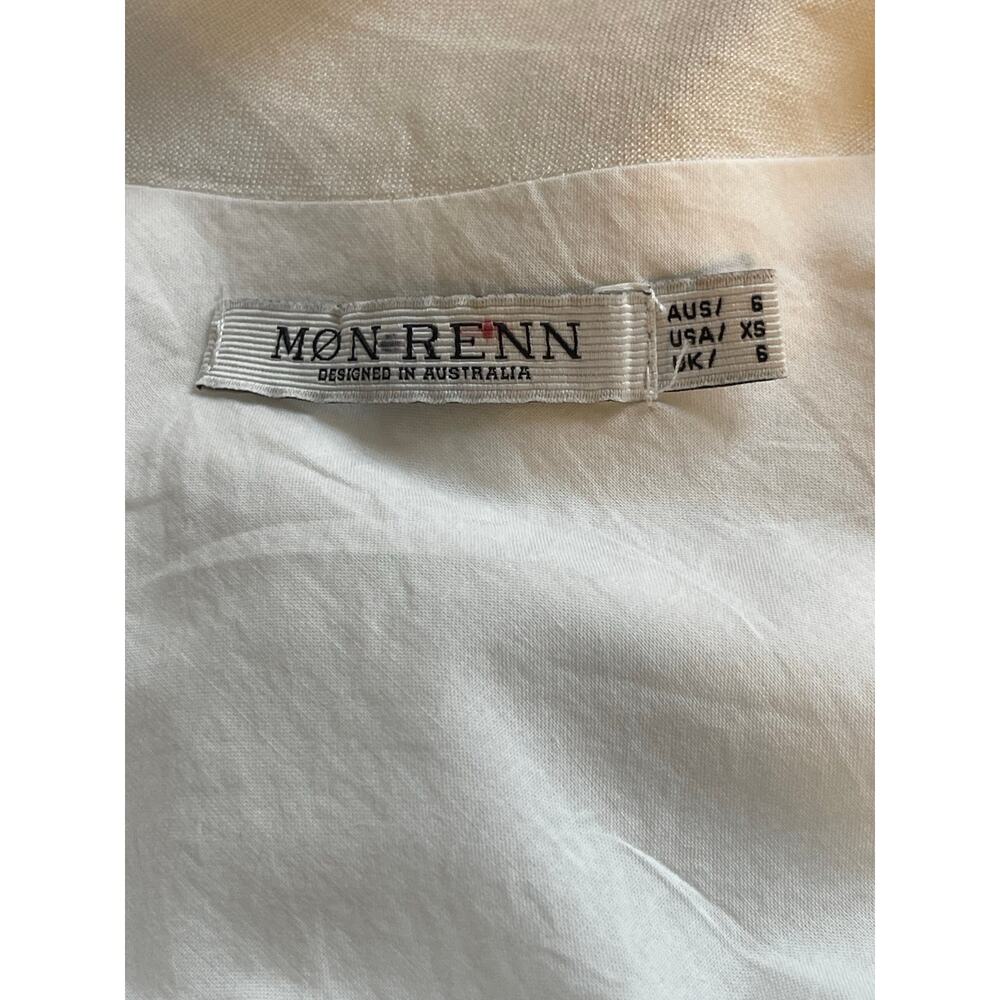 Mon Renn Fresco Embroidered Linen Blend Sleeveless Mini Dress White Tan XS - Picture 7 of 7